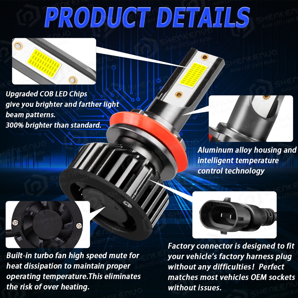 For 2013-2017 Traverse 6000K LED Headlight Hi/Lo + Fog light Bulbs Combo