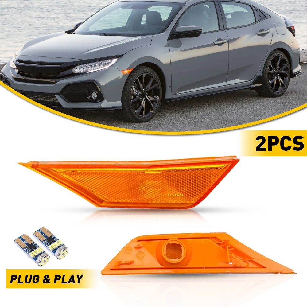 For 2016-2021 Honda Civic Front Bumper Reflector Side Marker Light Assembly USA