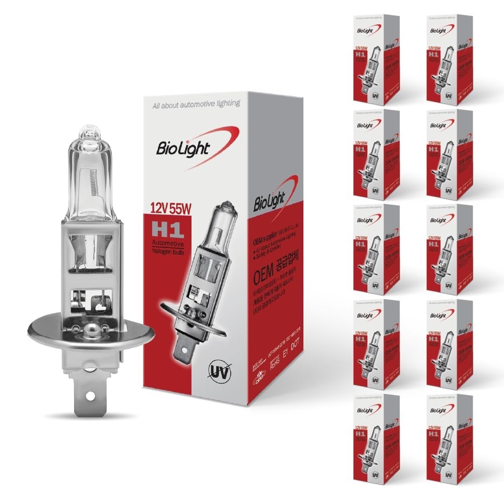Super Bright H1 Halogen Headlight Bulbs 12V 55W, High/Low Beam, Fog Light (10 Pa