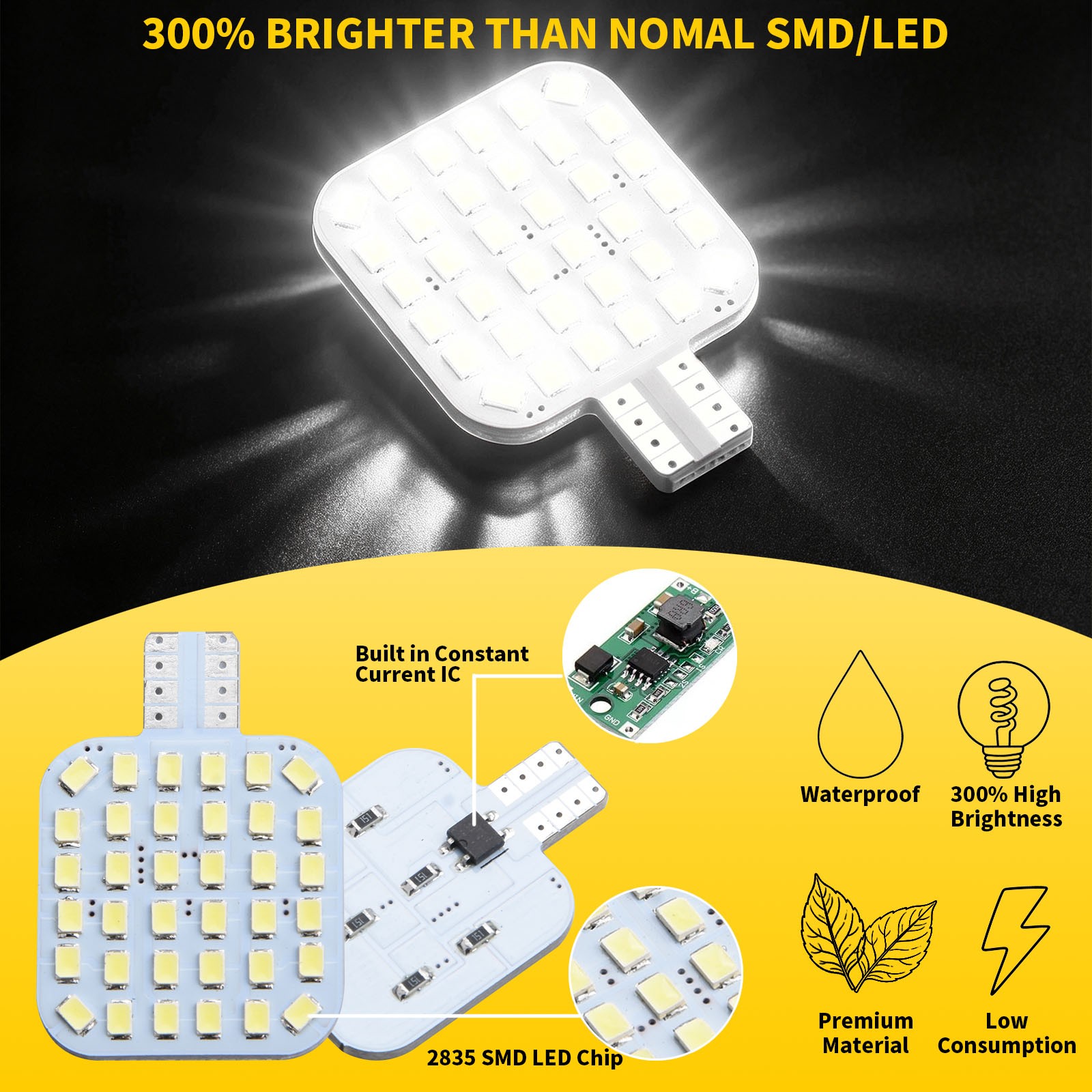 20pcs T10 LED Interior Light Bulbs Full Aluminum 2835 SMD Xenon White 12V RV