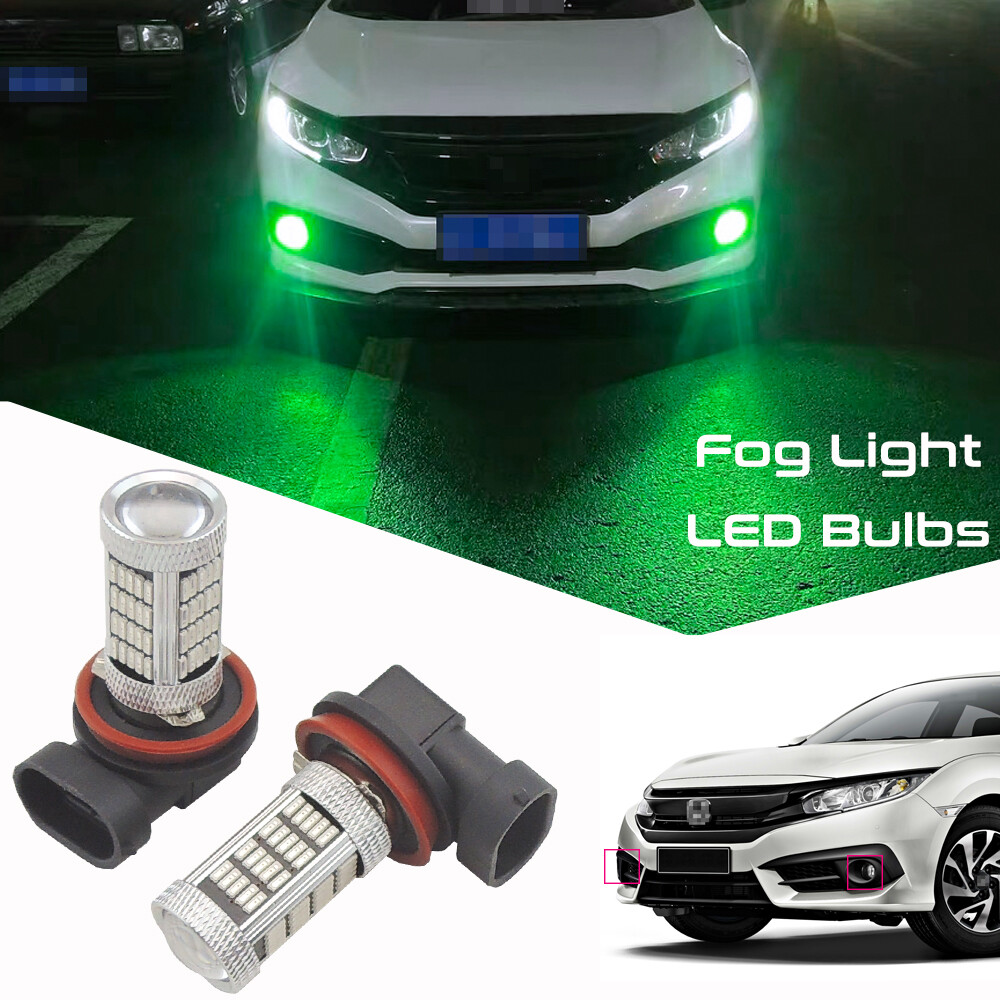2pcs Bright Green Fog Lights Lamp H11 H8 LED Bulbs Fit for Honda Civic 2006-2020