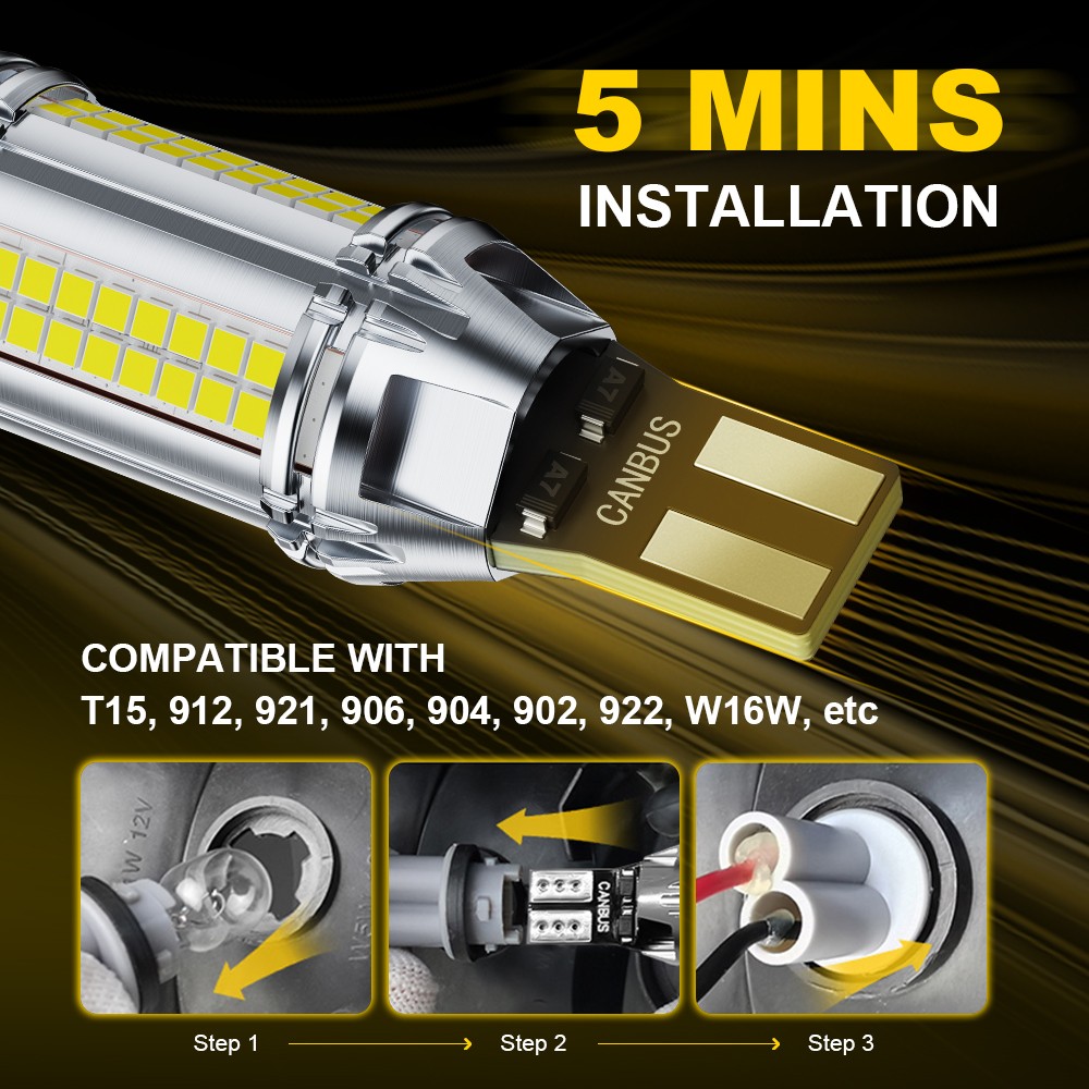 AUXITO 921 912 LED Reverse Backup Light Bulb 6500K 2400LM Super Bright T15 W16W