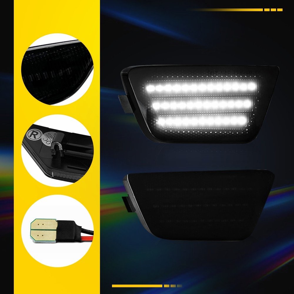 LED Smoked Front Lens Side Marker Bumper Light White Cruze For 2011-2015 Chevy