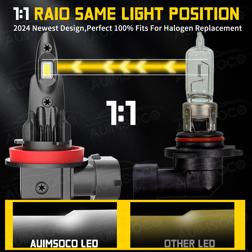 2x CANBUS H11 LED Headlight Kit Low Beam Bulbs Super Bright 720000LM 1000K White