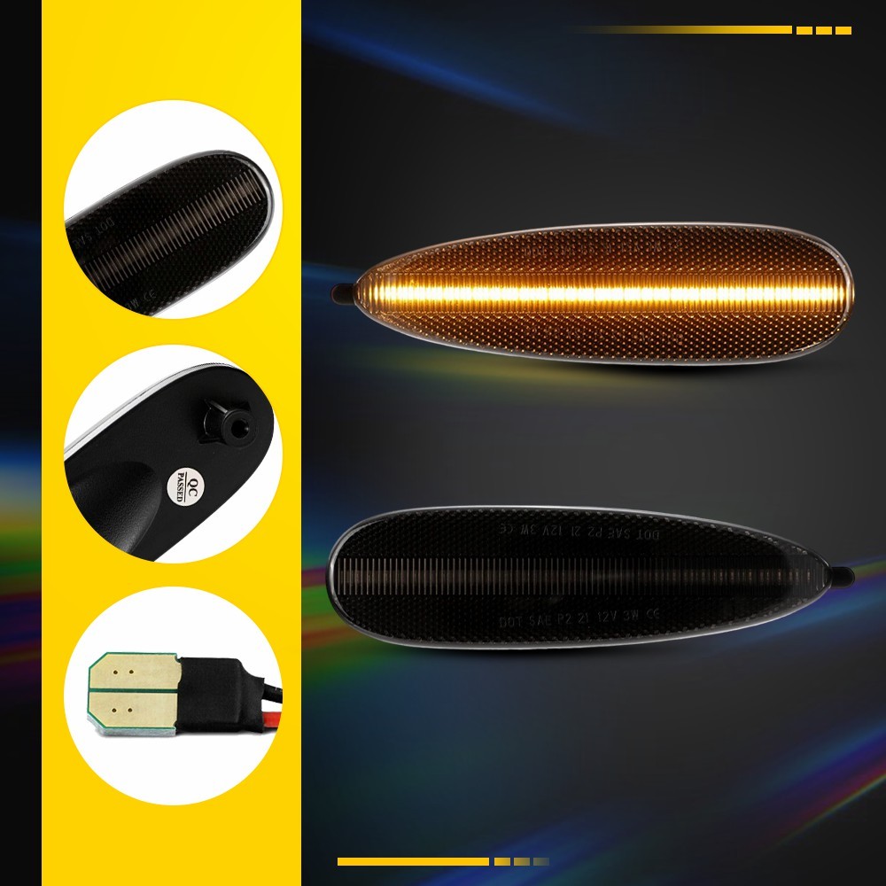 2 Front Left Right Smoke LED Amber Side Marker Lights For 2004-2006 Pontiac GTO