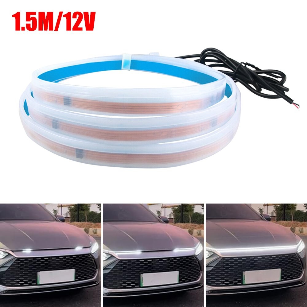 Car Hood Dynamic Scan LED Daytime Running Light Strip Waterproof Lamp Decor 1.5m
