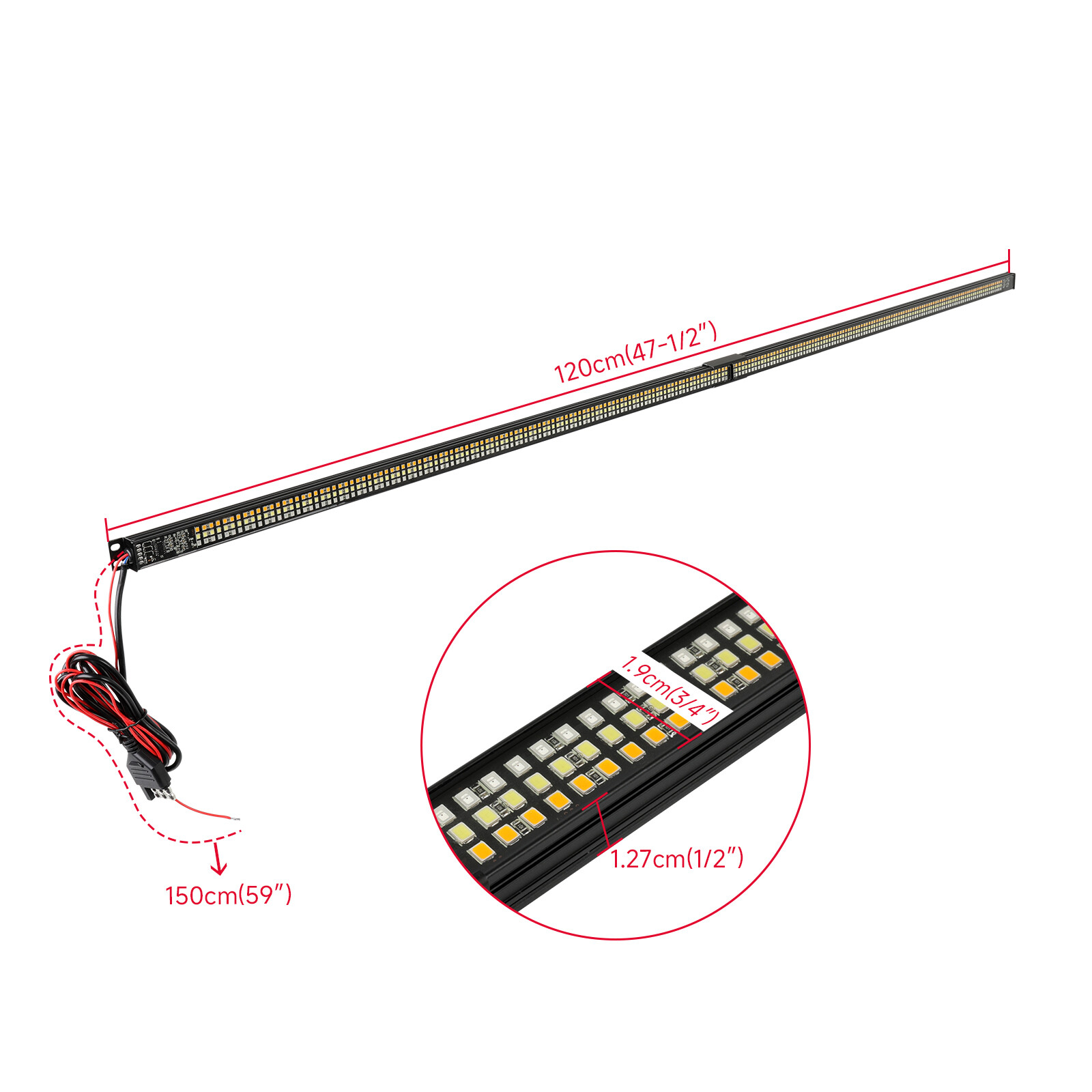 48″ LED Tailgate Strip Light Bar Brake Turn Signal 3-Row For GMC Canyon 04-25