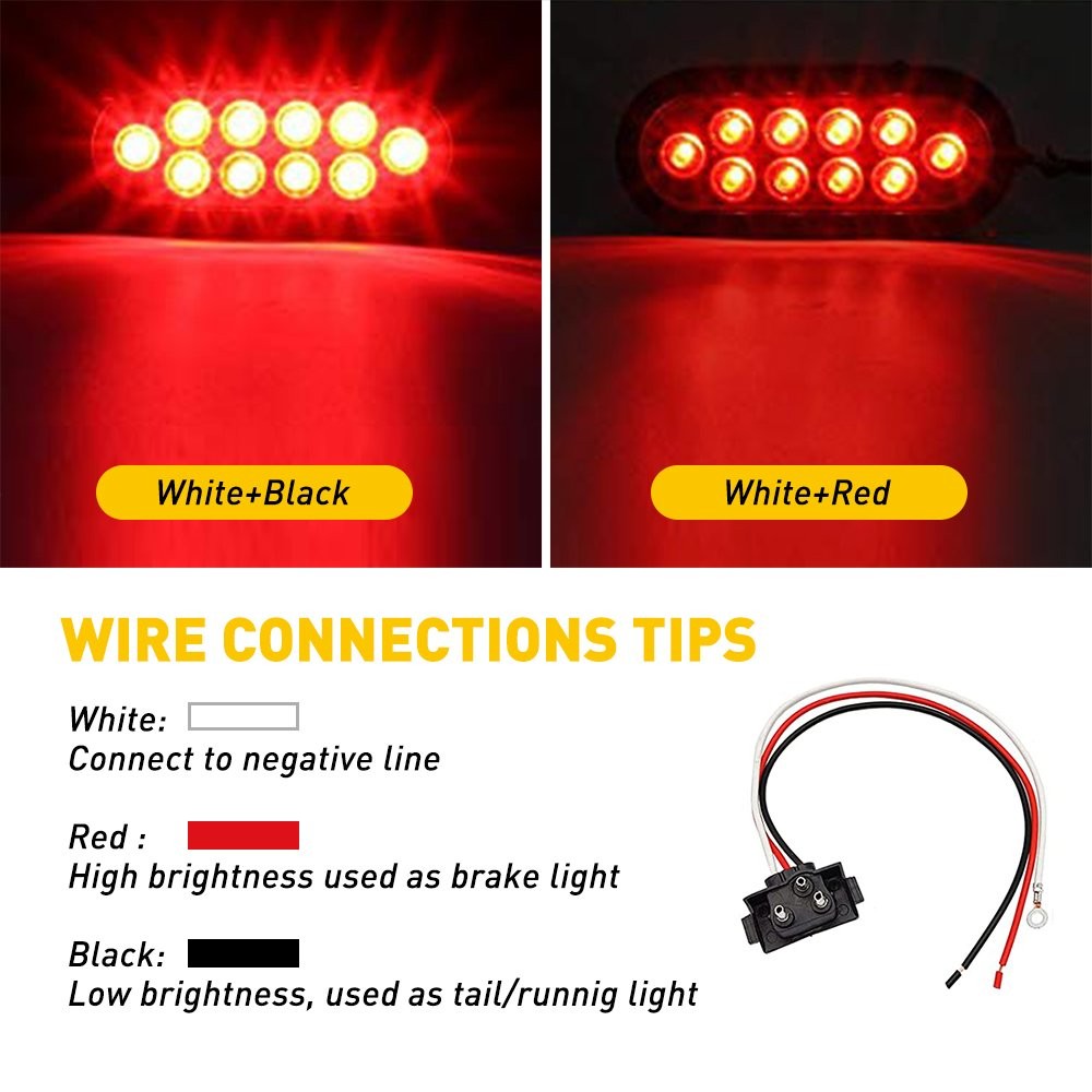 6″ LED 10 Round Lights Tail Rear Stop Light Brake Car Truck High Low Brightness