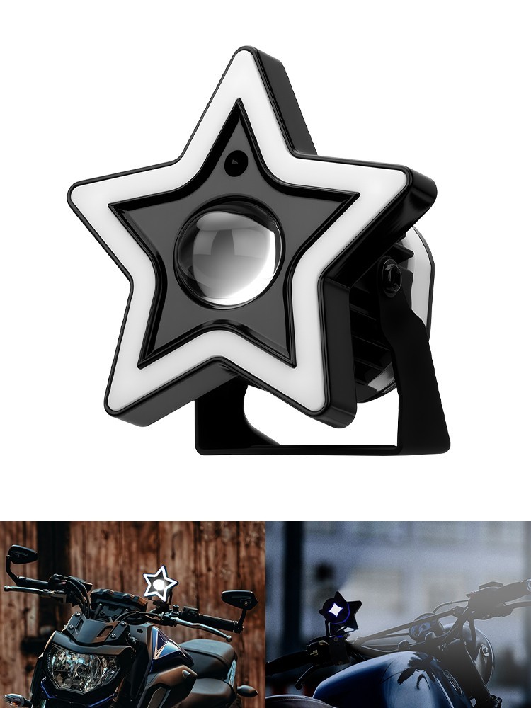 Motorcycle LED External Headlight Seven Color Star Shaped Front Spotlight