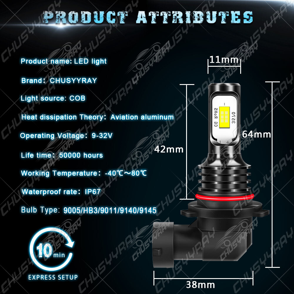 For 2007-2013 Acura MDX -4X LED DRL Daytime Running Light + Fog bulb 6000K White
