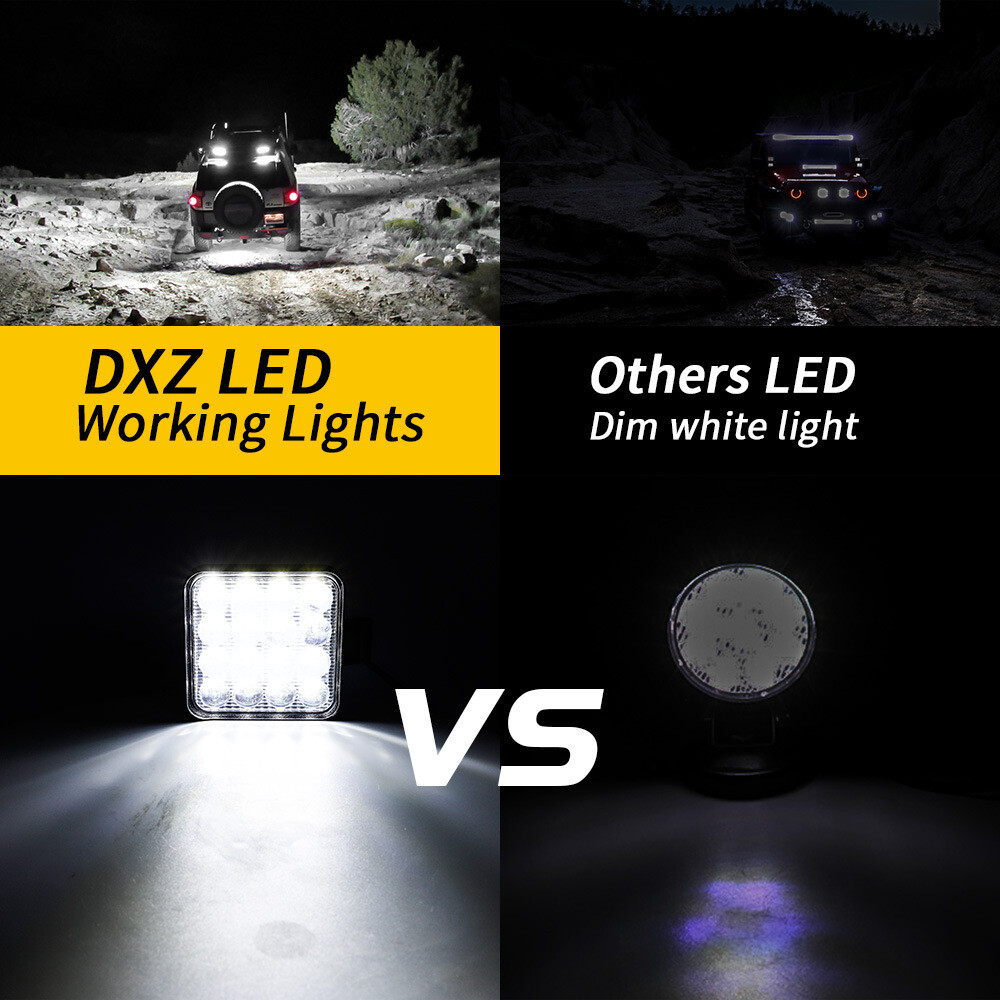 2PCS 48W LED Work Light Truck OffRoad Tractor Flood Lights 12V Square Light