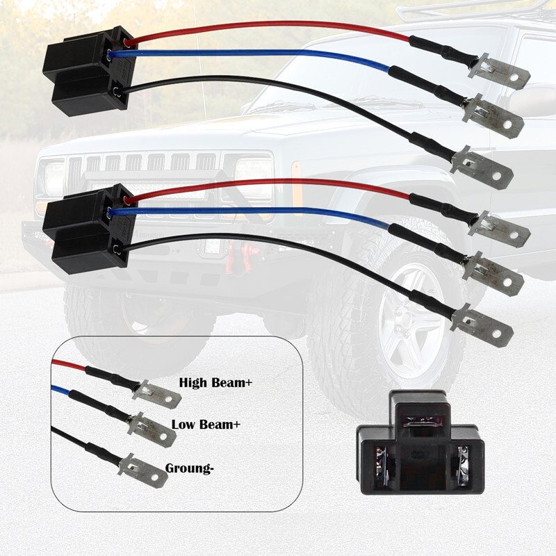 H4 9003 Wire Sockets Wiring Harness H4 to 3 Pin Adapter for 5×7 4×6 Headlight