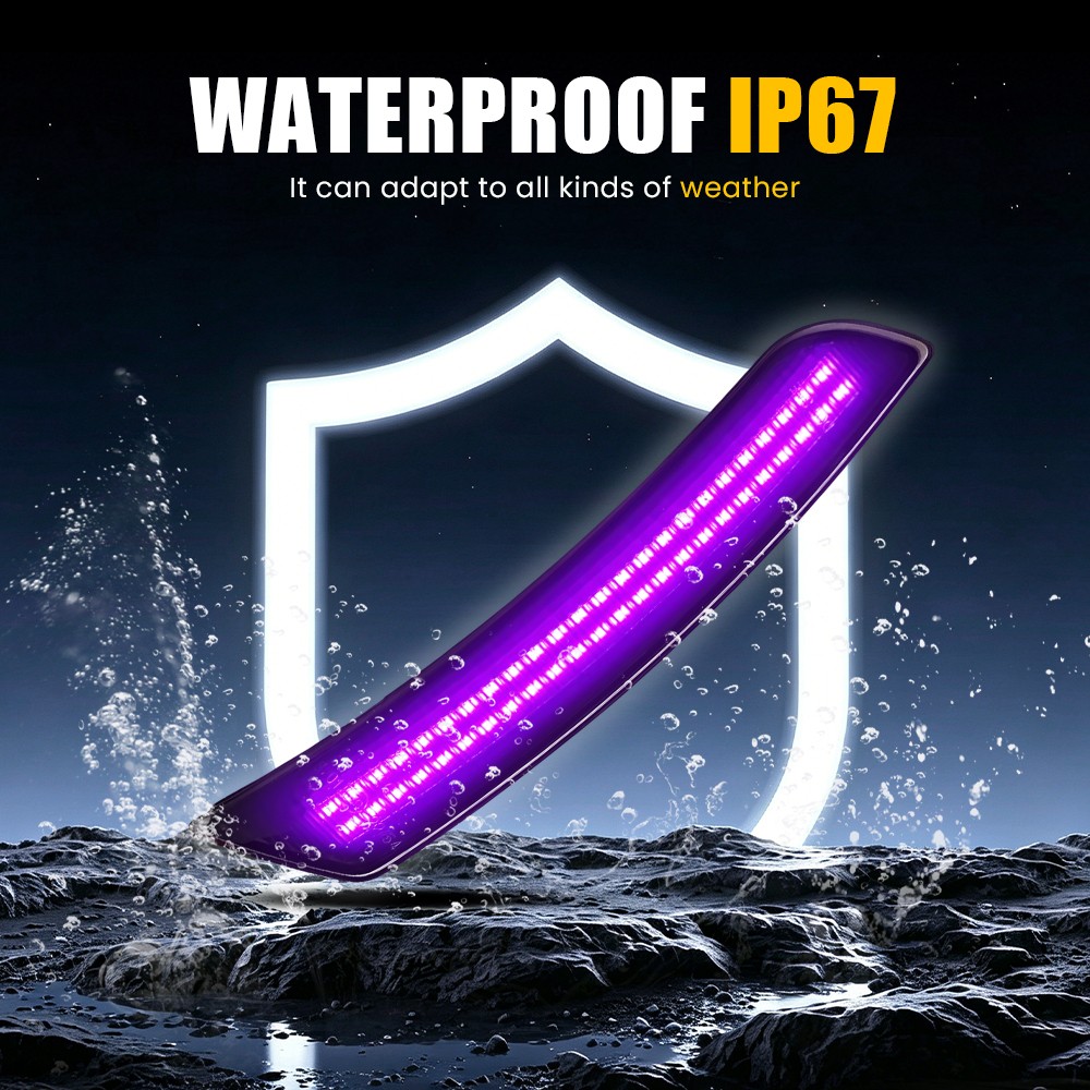 4Pc For 16-23 Chevy Camaro LED Front Rear Side Marker Lights Smoked Solid Purple