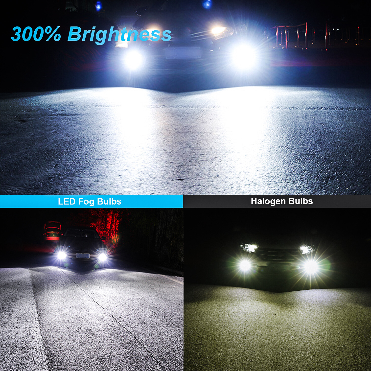 SHENKENUO HB4/9006 LED Fog Lights Bulbs Kit Lamp White 100W 20000LM Combo 2x