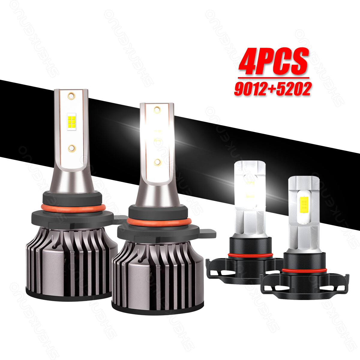 9012/HIR2 H16/5202 LED Headlight Fog Light Kit Bulbs White 6000K Plug&Play 4Pack