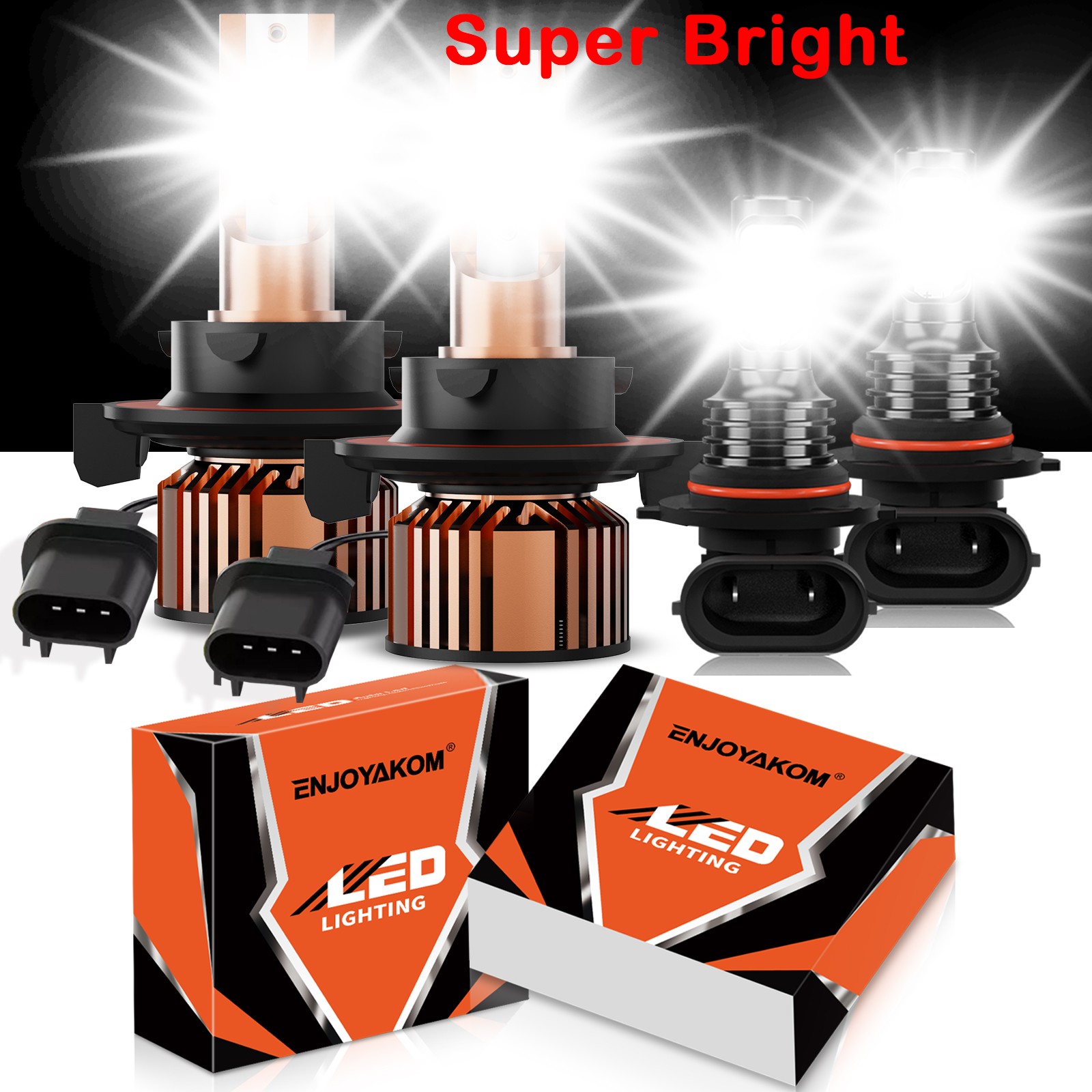 For Ford F 150 2004-2014 12000K LED Headlight High Low+Fog Light Bulbs Combo 4x