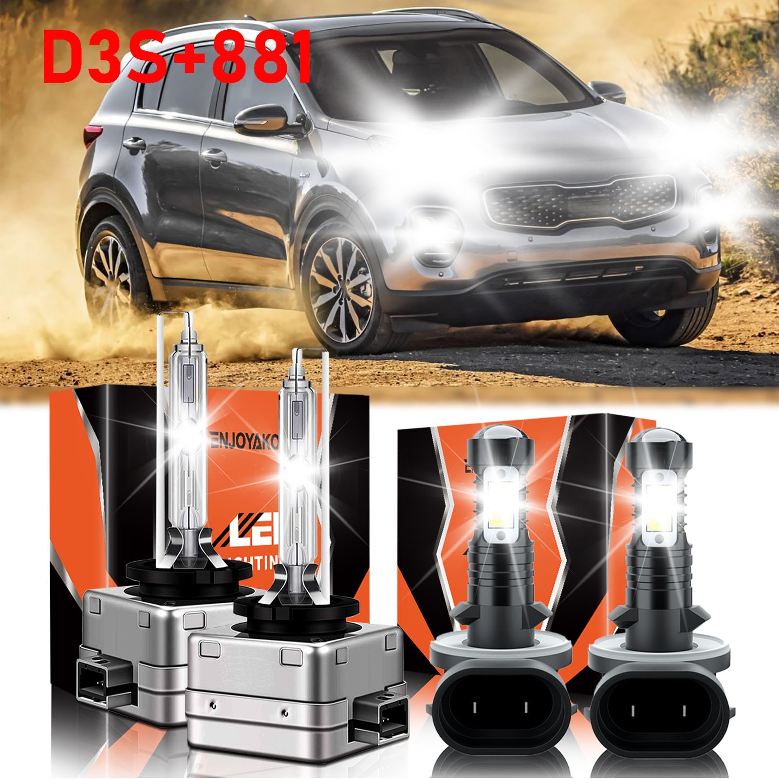 For Kia Sorento 2013-2018 4Pcs HID LED Headlight Bulb Low Beam Kit Super Bright