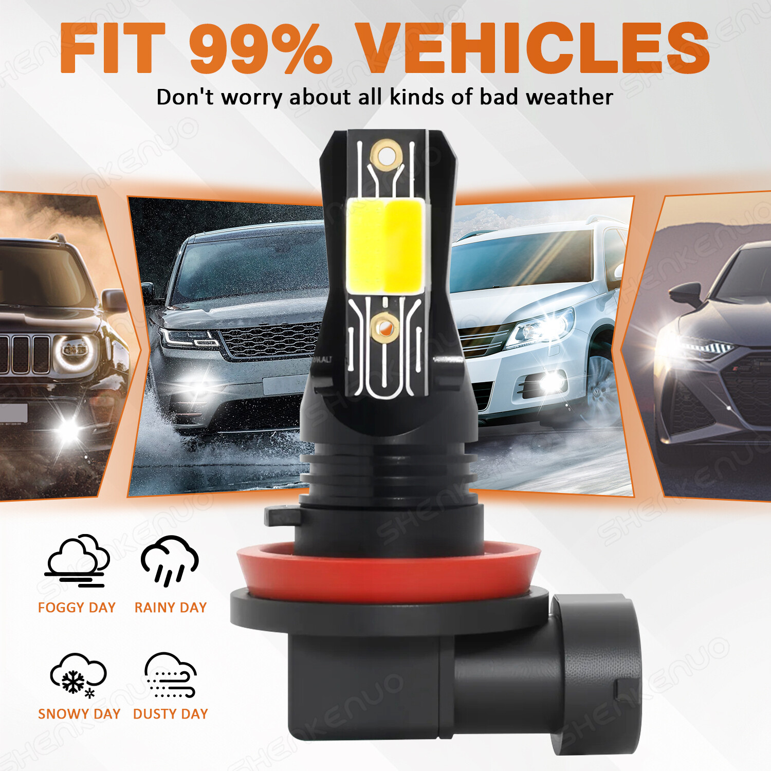 For Toyota RAV4 2006-2019 Switchback Dual Color LED Fog Light Bulbs 6000K &3000K