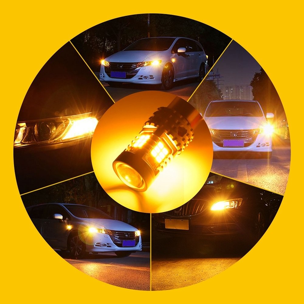 4X LED Front Rear Turn Signal Light Bulbs 7440 7441 7443 Amber Yellow CANBUS