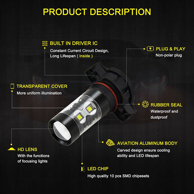 For Jeep Cherokee 2016-2018 White LED Headlight Hi/Lo+ Fog Light Bulbs Combo Kit