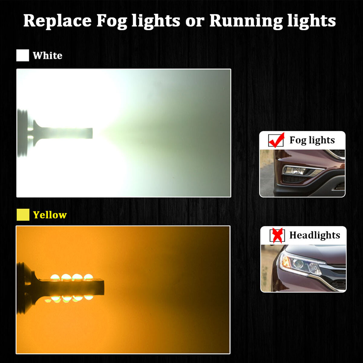 G4 Automotive 2x H16 5202 LED Bulbs Advanced SMD 3030 Bright Colorful Fog Light