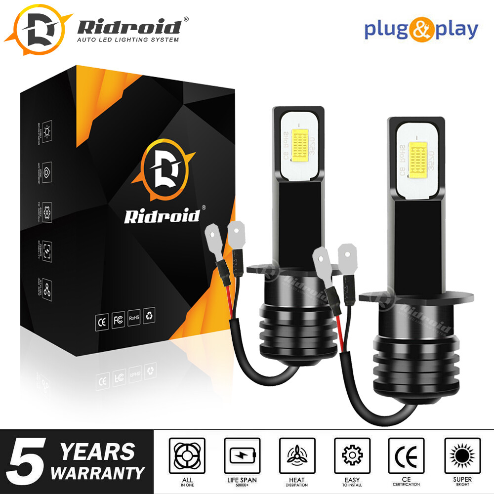 RIDROID H1 LED Headlight Bulb Conversion Kit High Low Beam Lamp 6500K White 2X