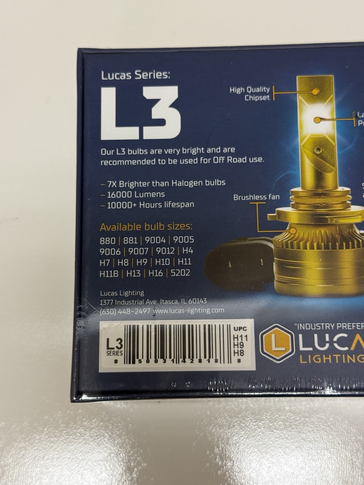 NEW SEALED Lucas Lighting L3 Series H11/H9/H8 600K 160W 16000LM Ford Dodge Chevy