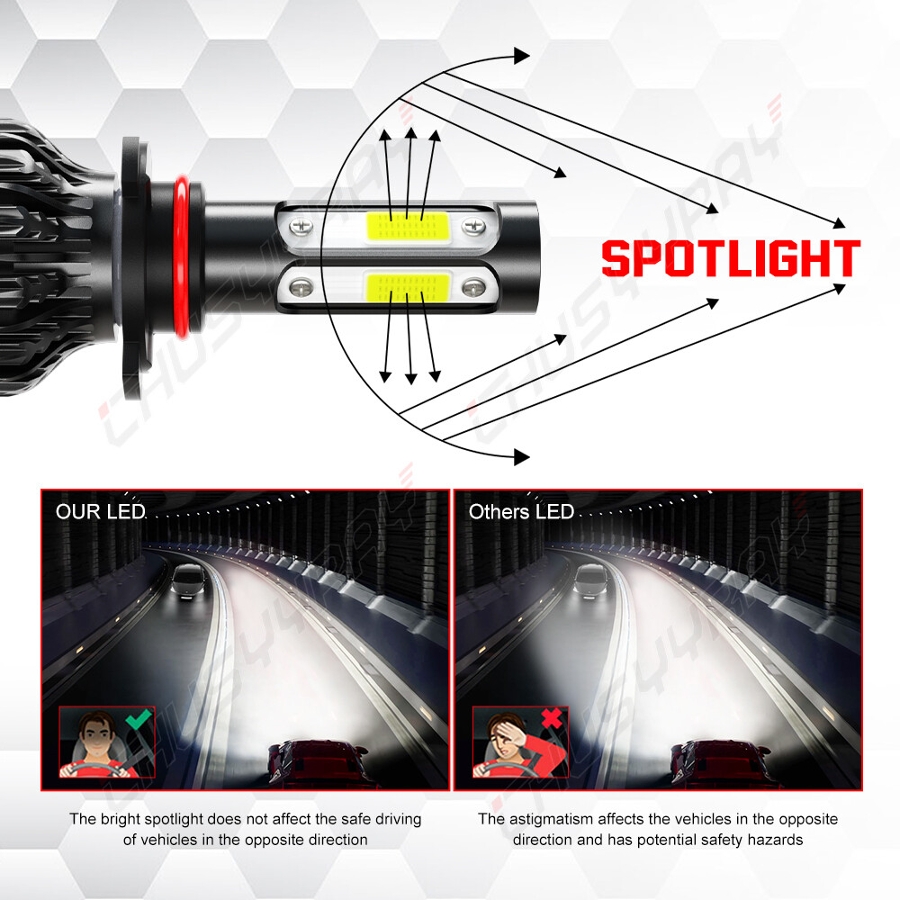 H11 9005 LED Headlight KIT Combo Bulbs 6000K High/Low Beam Super Bright White