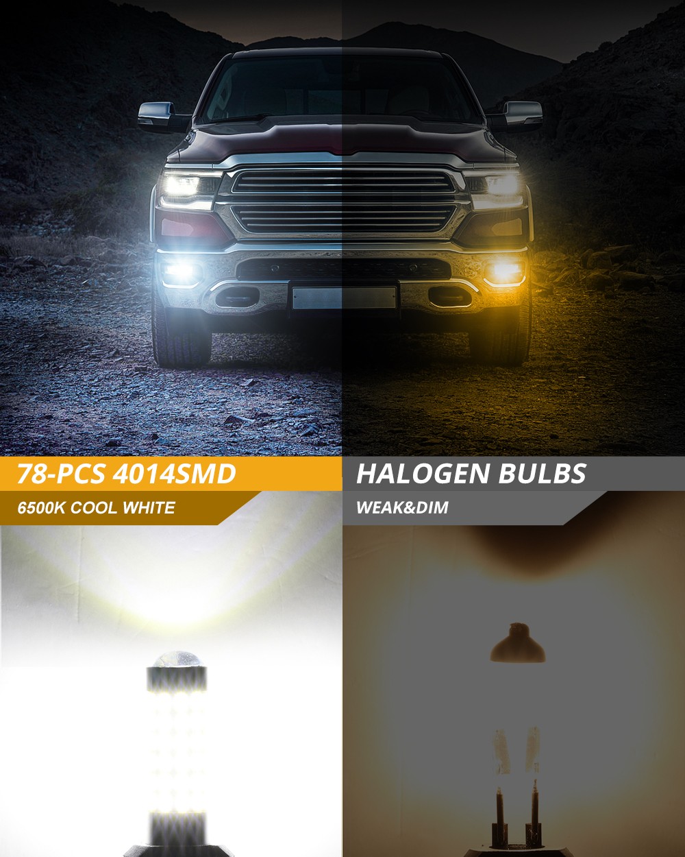 AUXBEAM For 99-04 Ford Mustang LED Headlight Bulbs Hi/Lo Beam Fog Light Bulbs