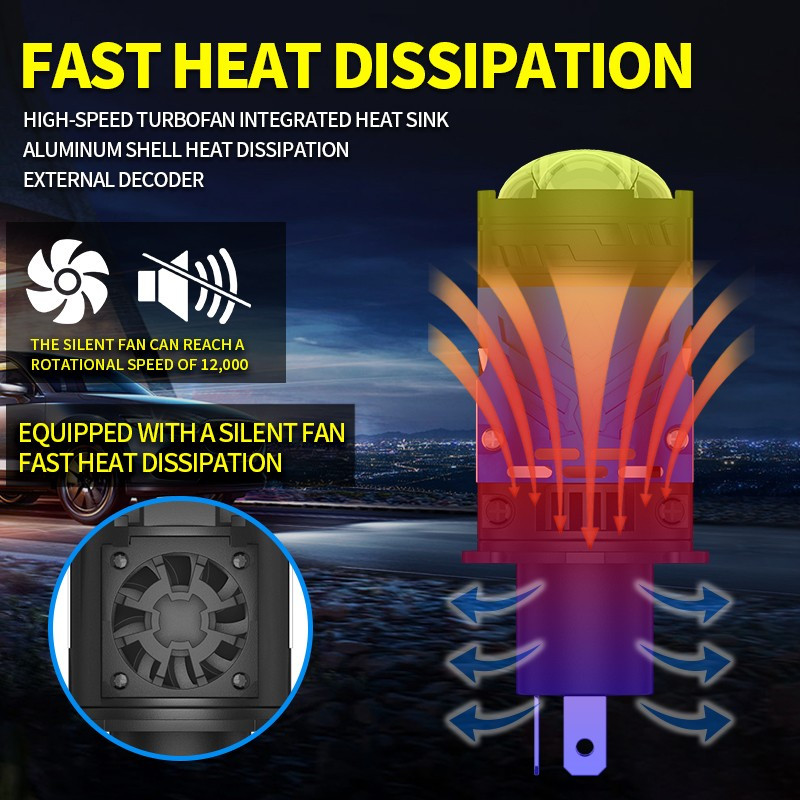 H4 17000LM 6000K LED For Car Headlamps 60W 6063 Aviation Aluminum Material