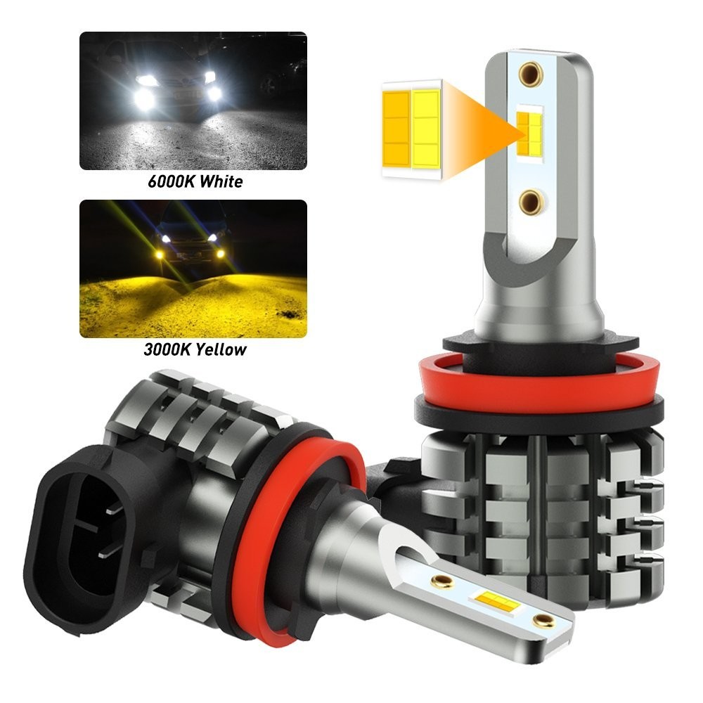 AUXITO H11 H8 White Amber Yellow LED Light Fog CSP Bulb Dual Color Foglight Lamp