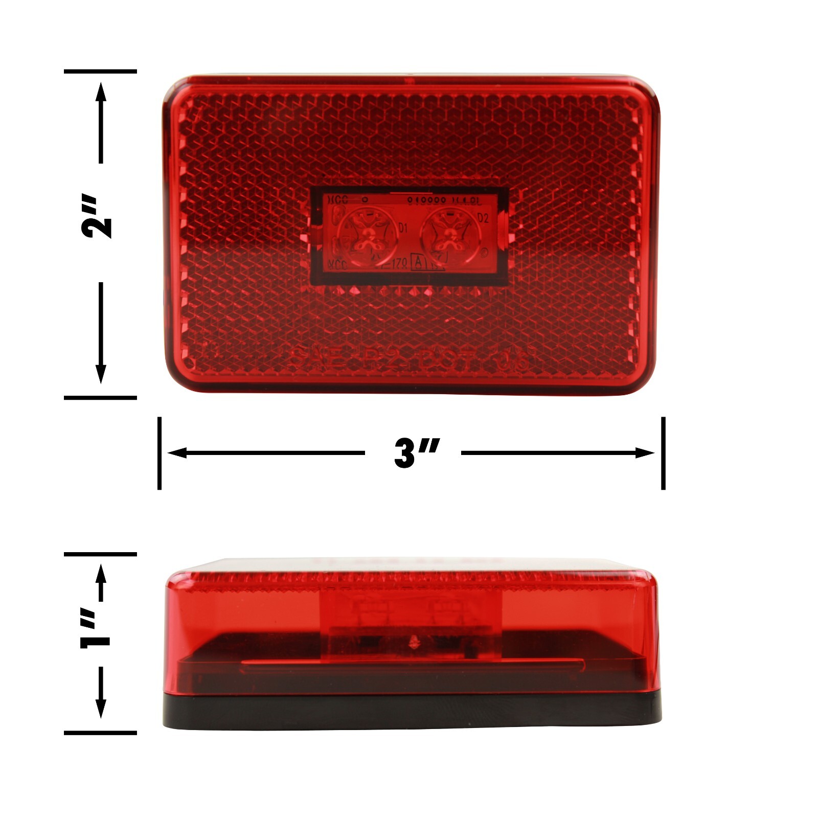 2X Red & Amber 2 LED Side Marker Indicator Lights Car Truck Trailer 3″ x 2″
