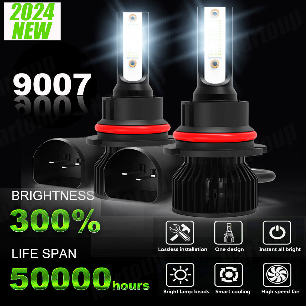 9007 HB5 Combo LED Headlight High / Low Beam Bulbs Perfect Beam 6000K White