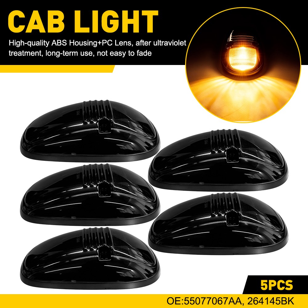 For 1999 2000 2001 Dodge Ram 1500 5xAmber/White LED Cab Roof Marker Lights Set