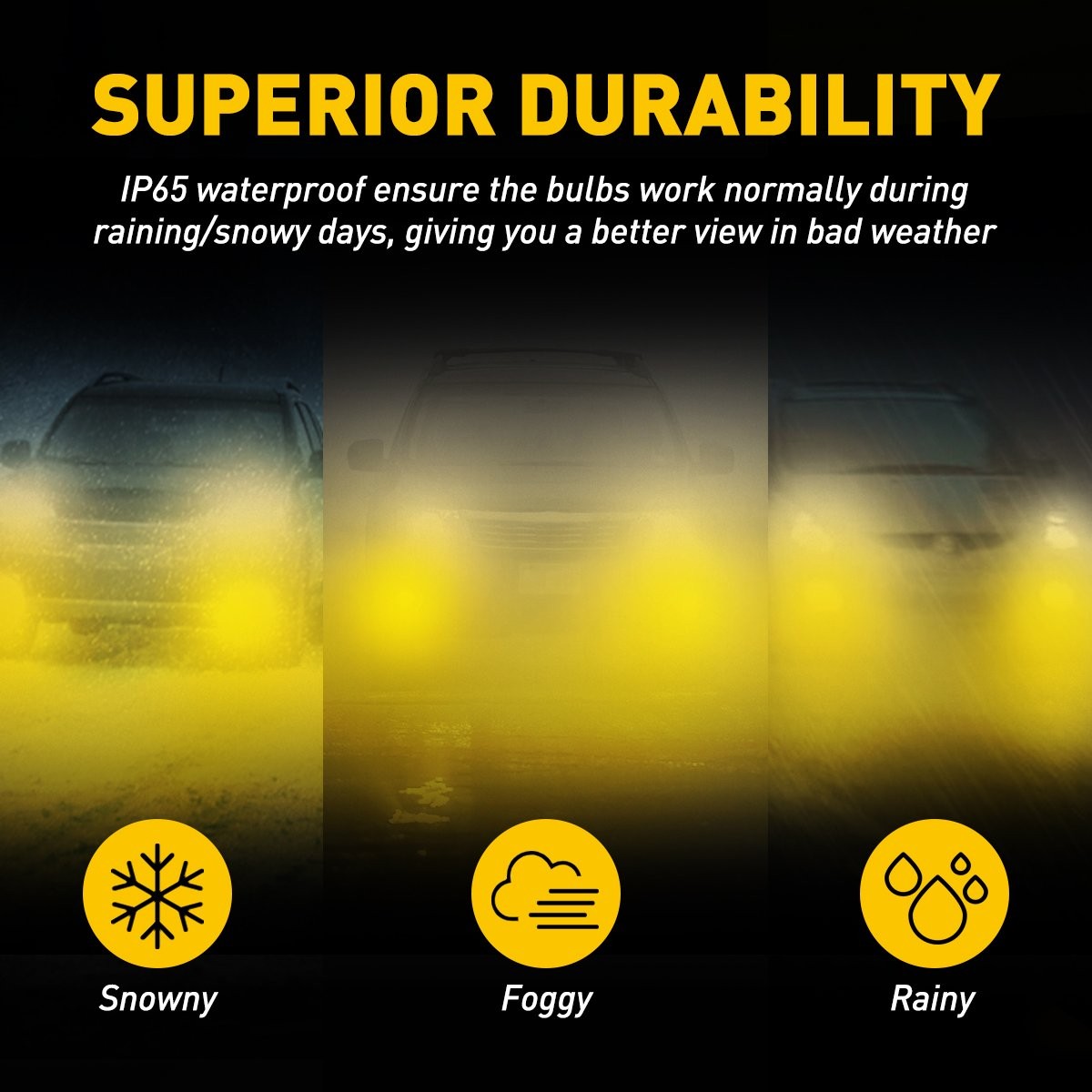 2 Pack AUXITO H10 9140 9145 LED Foglight Bulbs 3000K Amber 1:1 Size Super Bright