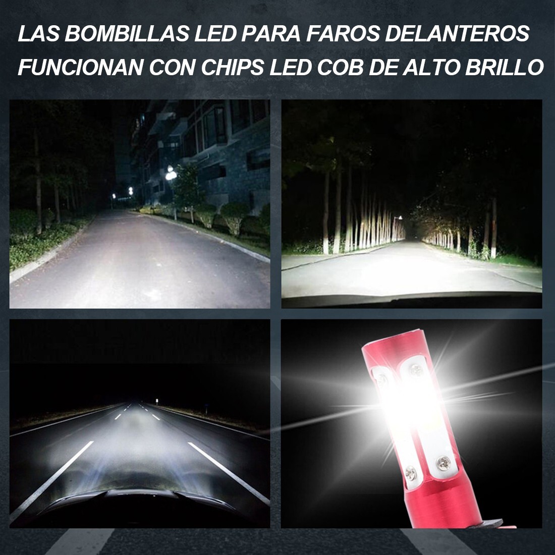 2024 H11 LED Headlight 6000K 2000W 300000LM 4-Side Low Beam bulbs High Power