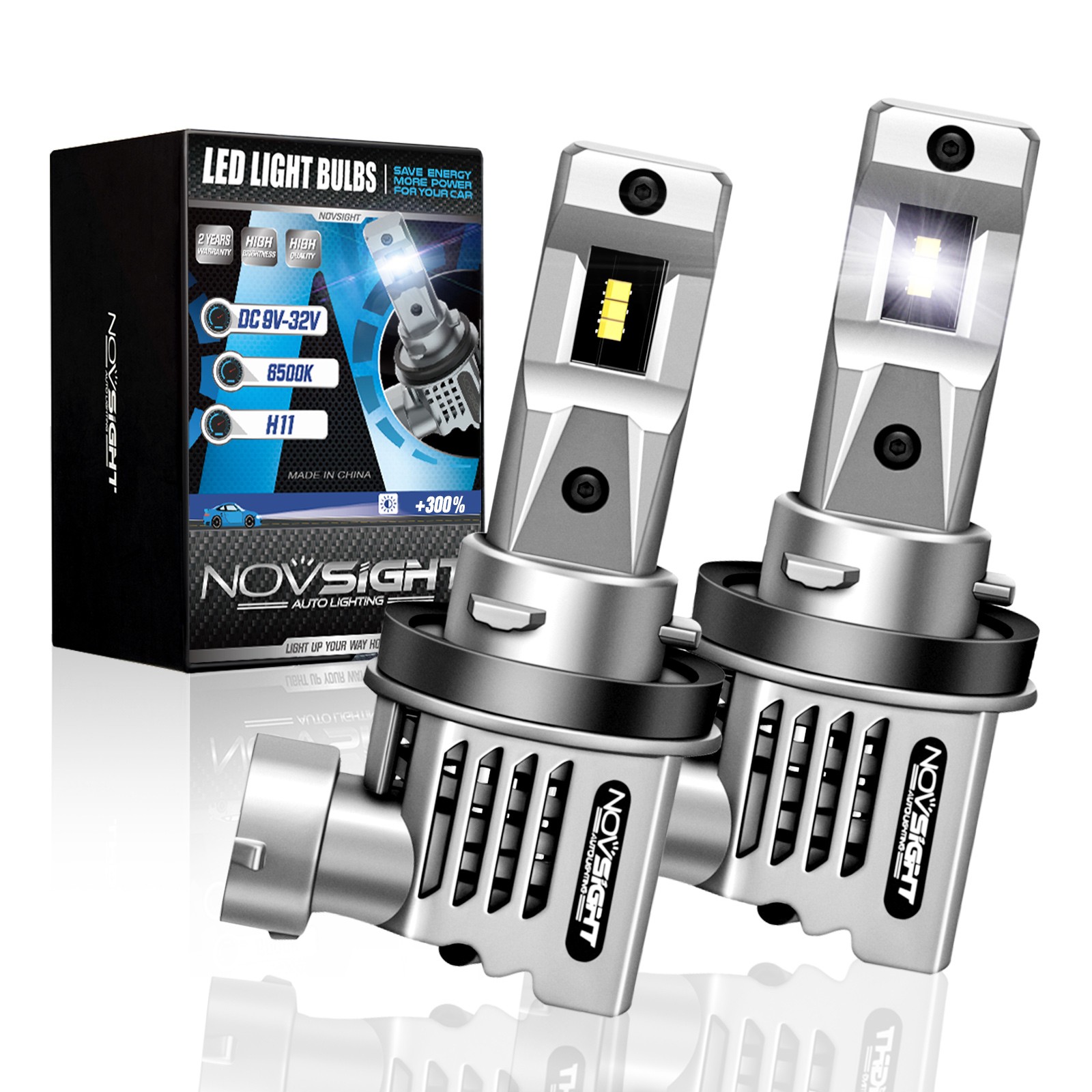 NOVSIGHT H11 H8 LED Headlights Bulbs Low Beam White Light Lamp 6500K 12000LM 55W