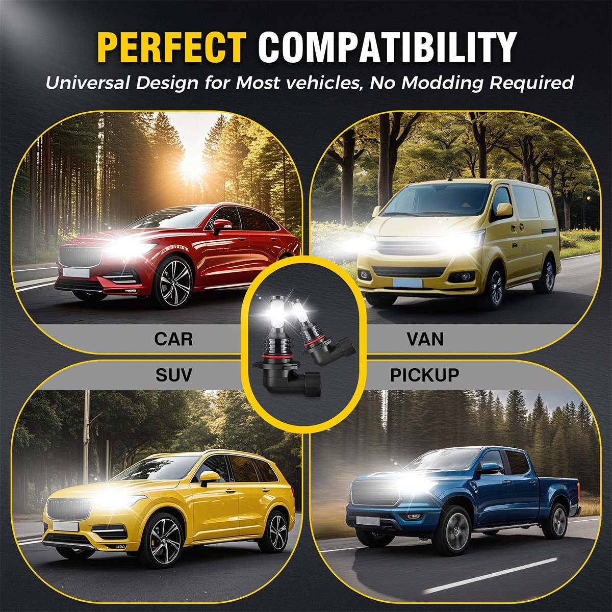 For Chevrolet Silverado 1500 HD Classic 2007 LED Headlight Hi&Lo Fog Beam Bulbs