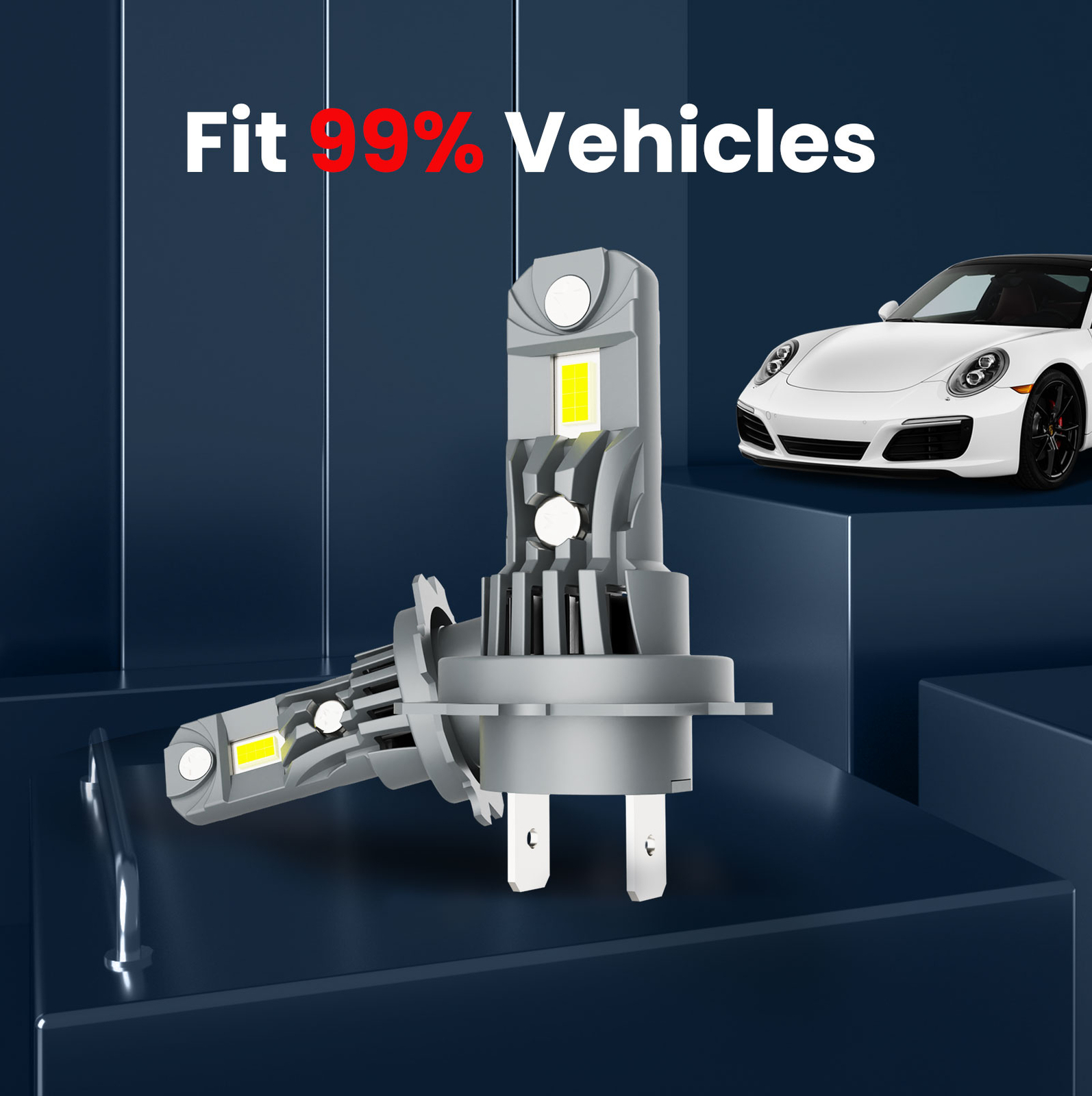 ISAMUTO H7 LED Headlight Kit 1:1 Size Super Bright Bulbs White 6500K Plug & Play