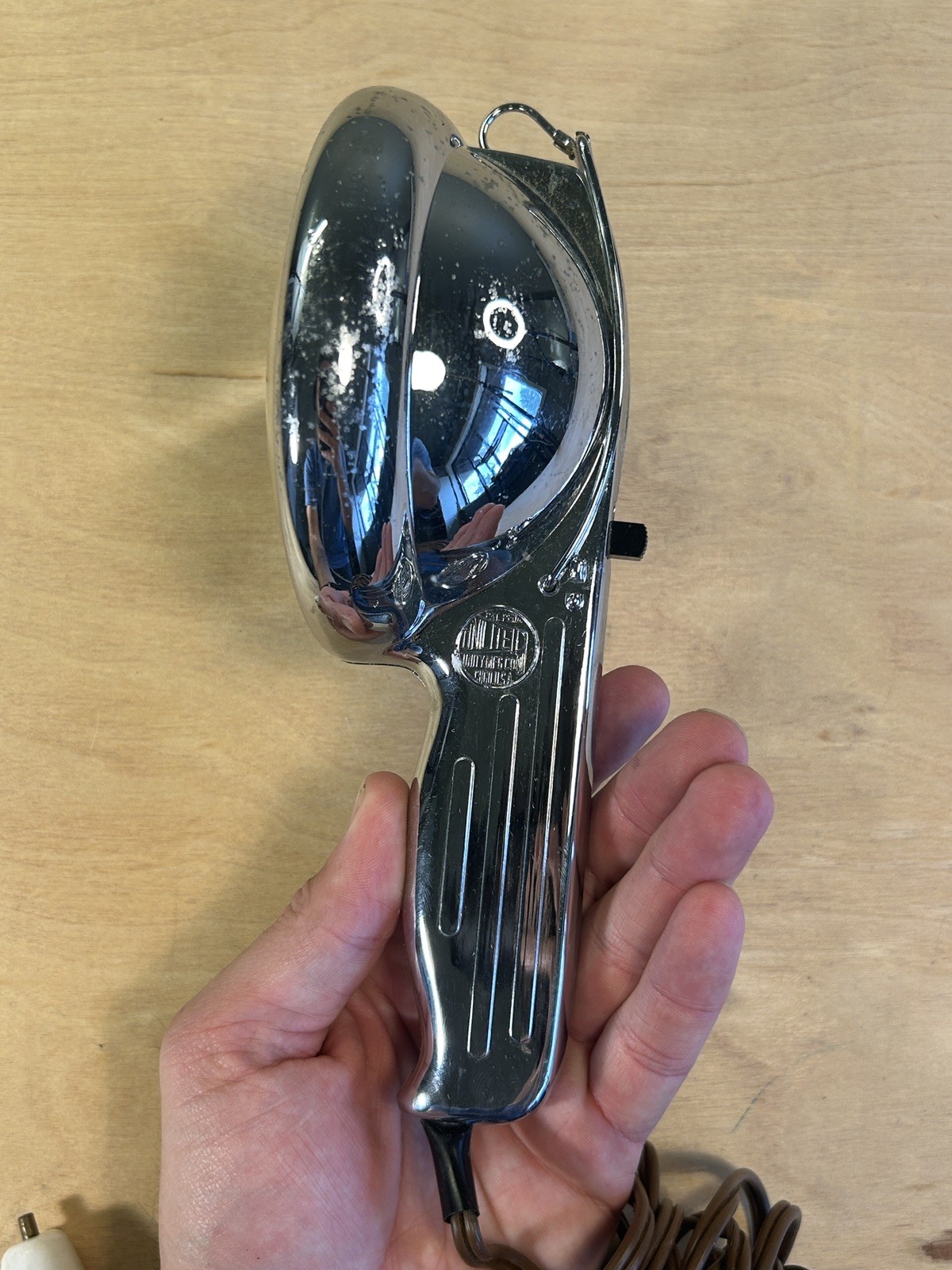 Vintage Unilite Unity Handheld Spotlight 12V Chrome & Glass GE 1960’s