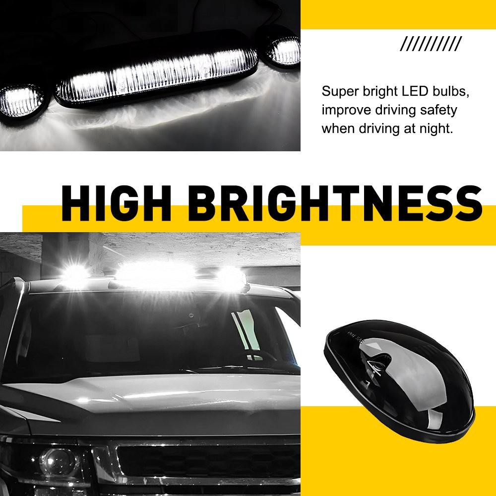 White LED Cab Roof Marker Top lights For Chevrolet Silverado 1500 2500 3500 GMC