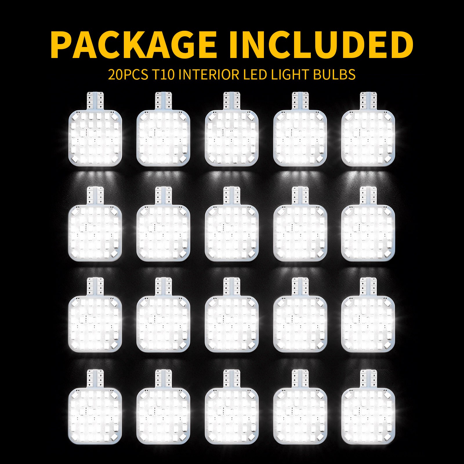 20pcs T10 LED Interior Light Bulbs Full Aluminum 2835 SMD Xenon White 12V RV