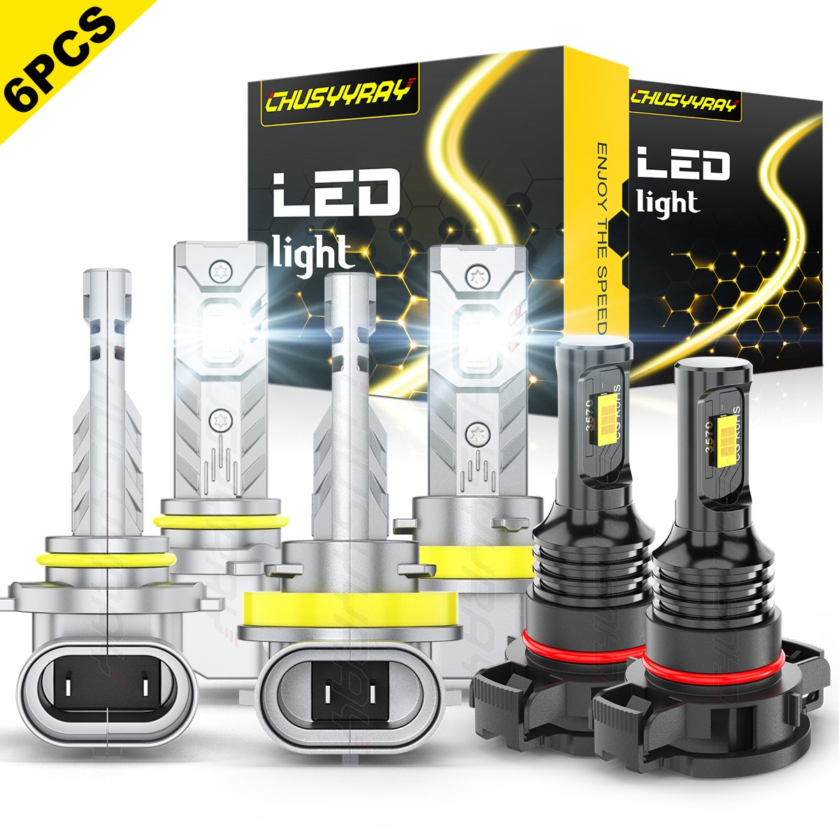 For Dodge Durango 2011-2013 Combo 6Pcs LED Headlight Hi Lo Fog Light Bulbs