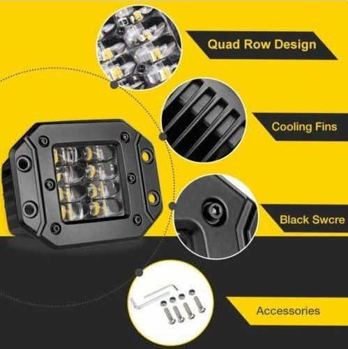 2x 5″ Flush Mount 160W LED Work Light Bar Rear Bumper Reverse 4-Row Spot Driving