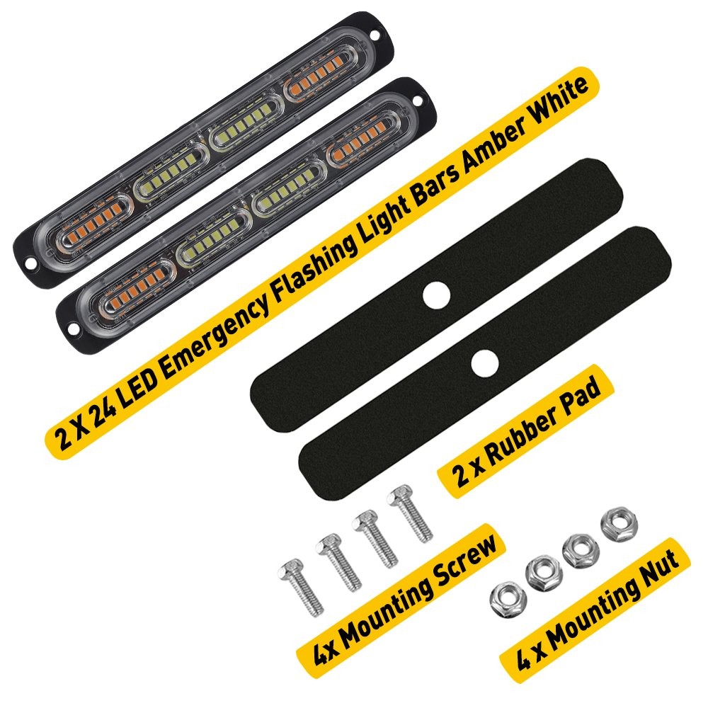 24LED Amber/White Lamp Warning Flash Beacon Light Strobe Bar For BANSHEE YAMAHA