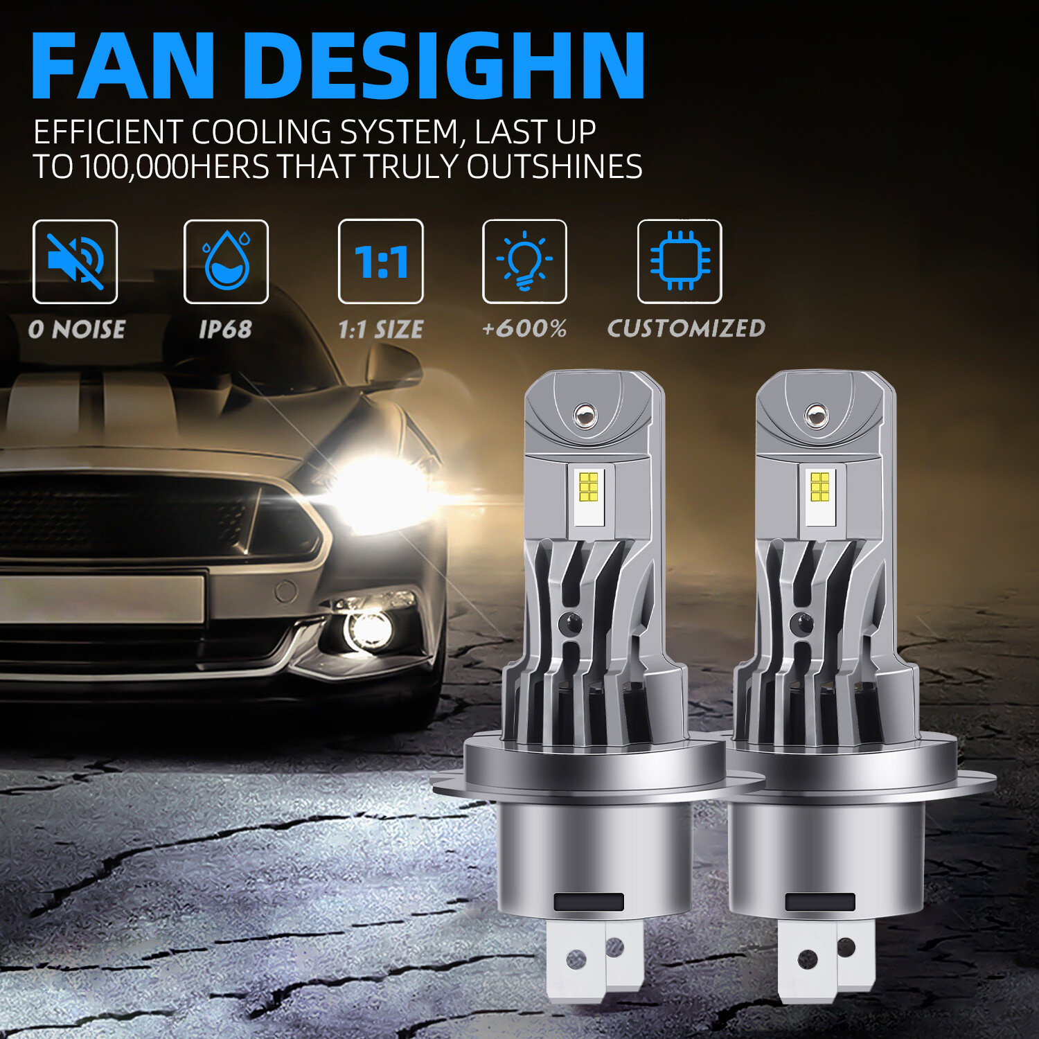 CANBUS H7 Super White 40000LM 120W 6000K LED Headlight High/Low Beam Fog Lamp