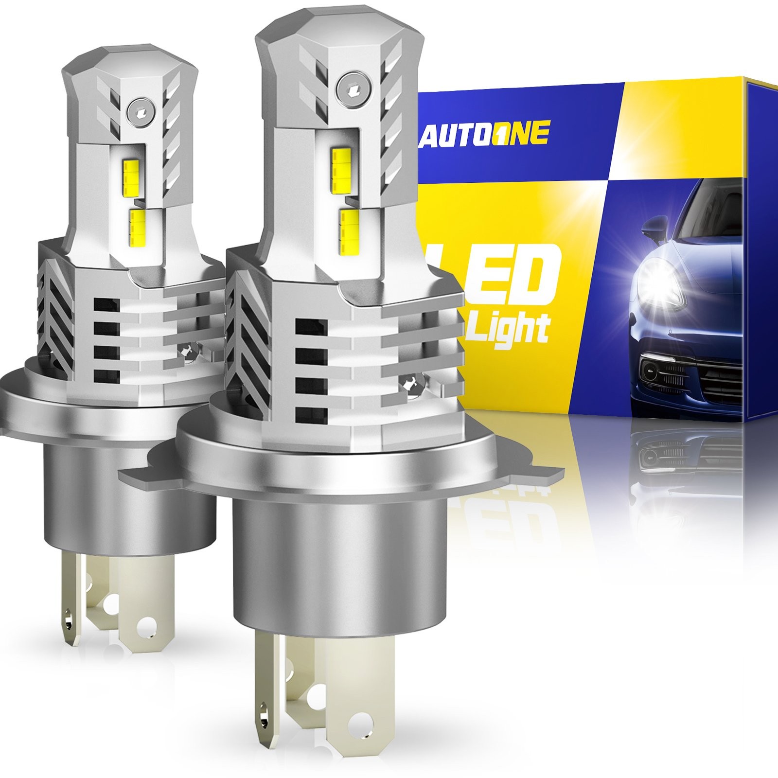 2x AUTOONE H4 9003 6000k Super White Kit LED Headlight Bulb High Low Bulbs E1