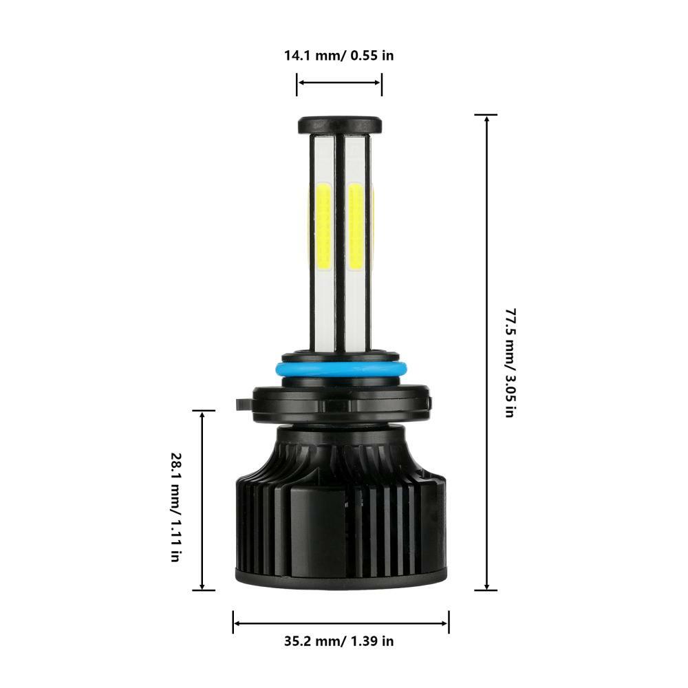 6-sides 9005 HB3 LED 6000K Xenon White High Beam Headlight Bulb Super Bright 2x