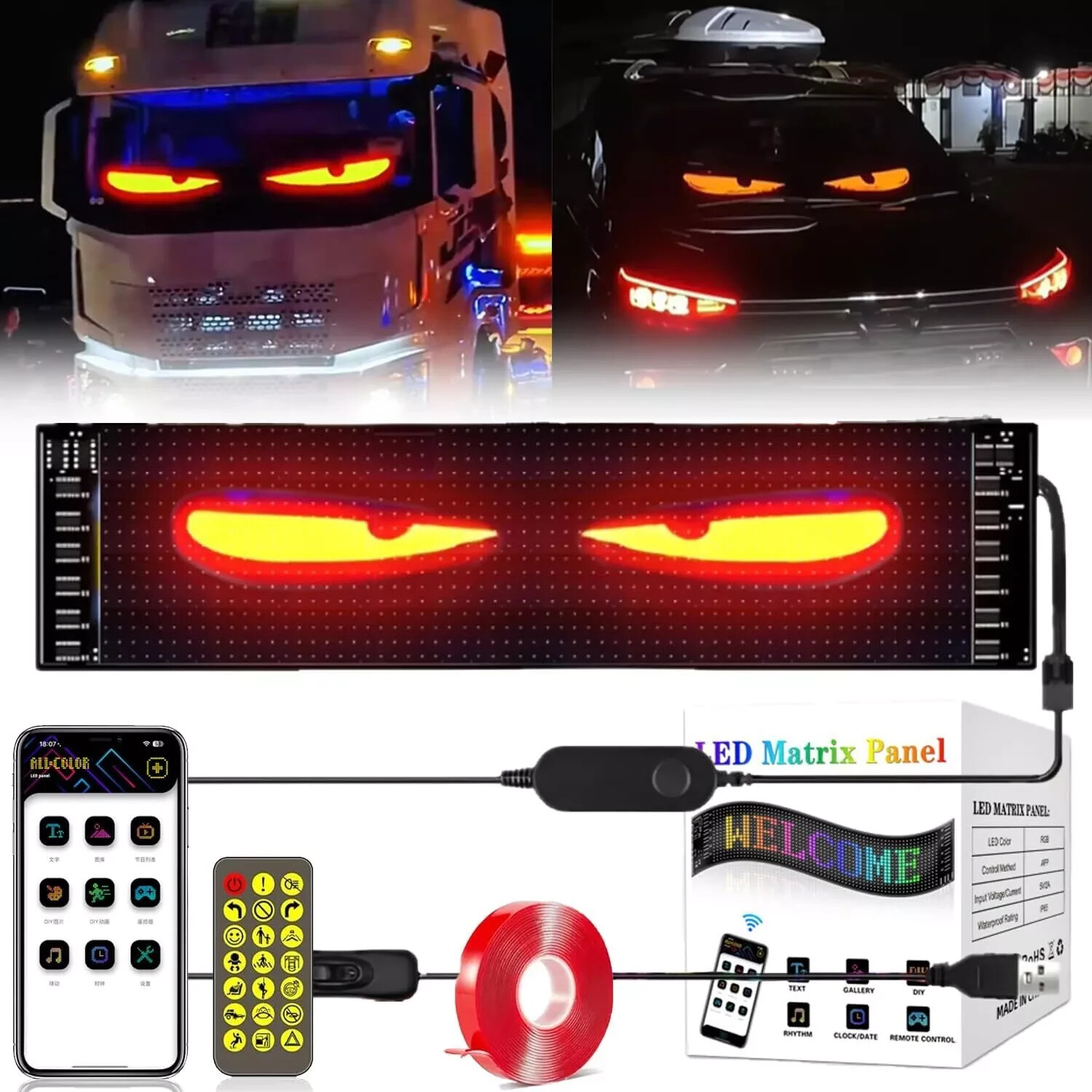 Truck-Specific Devil’s Eye LED-Screen Car Eye Light Truck Dynamic LED Light USA