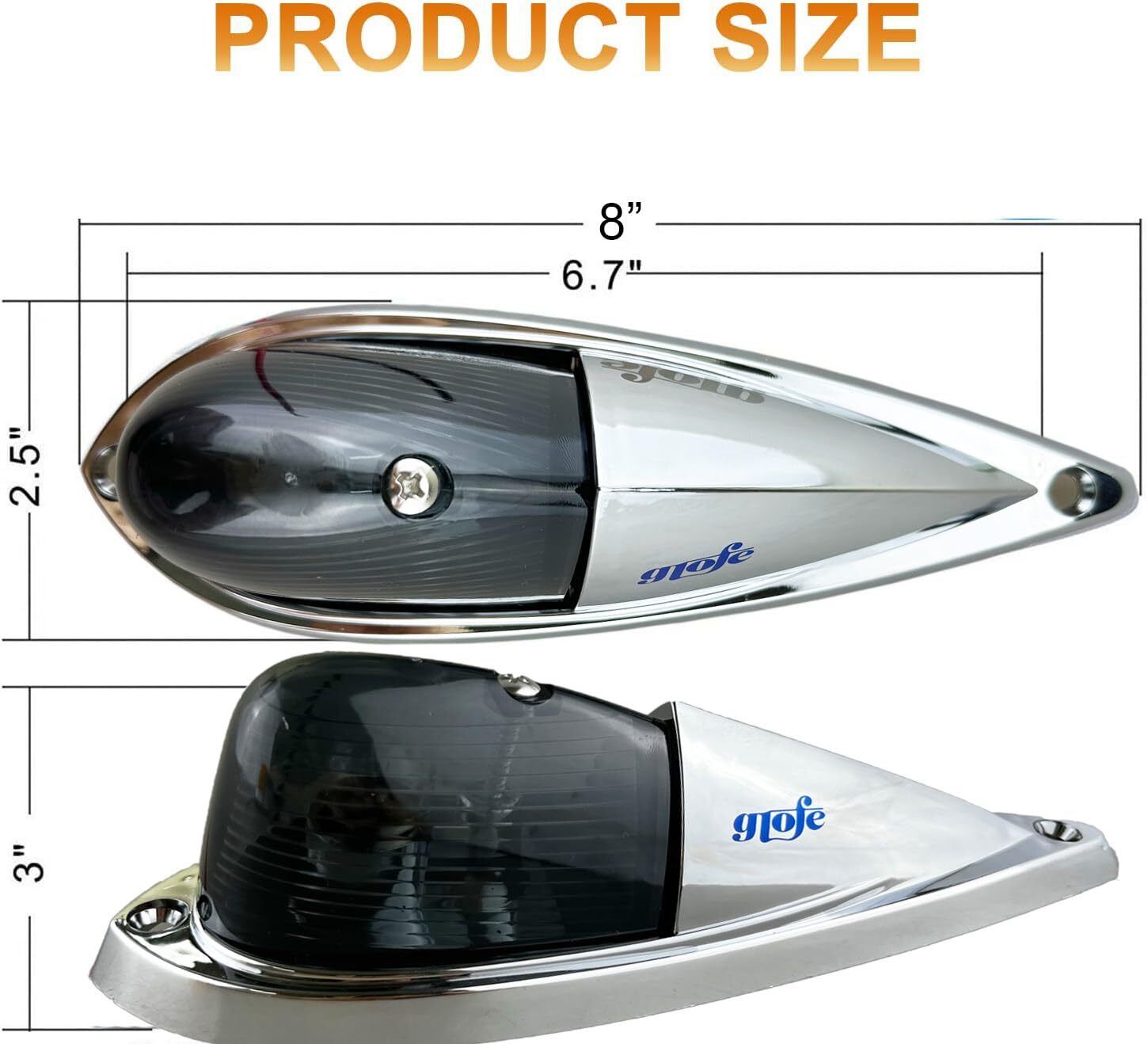 5X Smoke Lens Amber Light Cab Marker Roof Running Lights Kit, Teardrop Style,